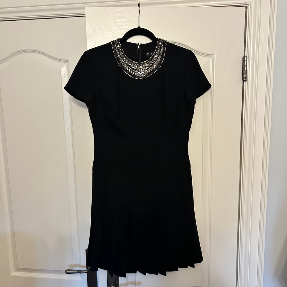 Black Dress with Embellished Neckline